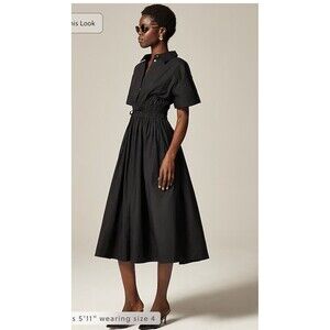 J.CREW Elena Shirtdress in Cotton Poplin Size 18 Black NEW Casual Preppy BY832